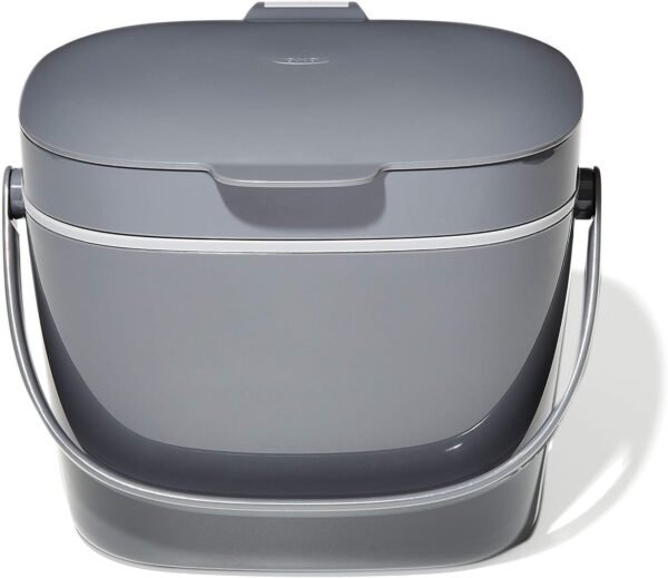 OXO Good Grips EASY-CLEAN COMPOST BIN - CHARCOAL - 1.75 GAL/6.62 L, Plastic, 8.3"L x 10.15"W x 12"H