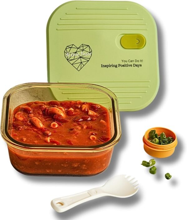 AI LOVE PEACE Microwave Safe Container, Glass Meal Prep Containers Reusable, Glass Food Storage Containers With Lids, Glass Lunch Containers For Adults, Microwave Lunch Box for Dishes & Leftover.