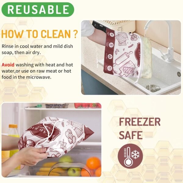 2-Pack Beeswax Bread Bags, Reusable Brown Bread Bags with Beeswax Lining for Homemade Bread Fresh Keeping,Freezer Bread Keeper, Homesteading Essentials and Baking Gifts. - Image 6