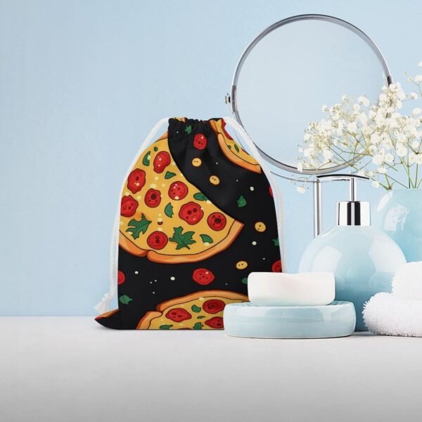 Food Pizza Drawstring Storage Bag Canvas Stuff Sack Christmas Gift Pouch Laundry Bags Reusable Cloth Shoe Bags 12 * 18cm - Image 4