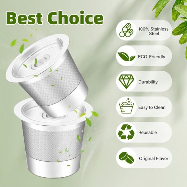 2 Pack Stainless Steel K Cup Reusable Coffee Pods Compatible with kuerig 1.0 Coffee Maker, K Cup Filters Refillable Coffee Pods Coffee Filters - Image 6