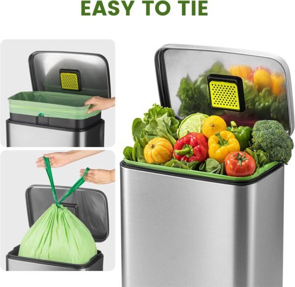 SUPERBIO 13 Gallon Compostable Drawstring Food Waste Bag, 49.2 Liter, 30 Count,1 Mils, Heavy Duty Kitchen Waste bags, Seedling and OK compost INDUSTRIAL - Image 4