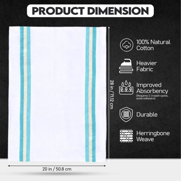 100% Cotton Kitchen Towels 28x20 inches, 12 Pack Tea Towels for Kitchen with Hanging Loop, Reusable Cleaning Cloths, Ultra Soft, Quick-Drying, Highly Absorbent Dish Towels (Assorted, 12) - Image 2