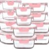 12 Pack Glass Storage Containers with Lids, Leak-Proof Meal Prep Containers, Dishwasher/Microwave/Oven/Freezer Safe Glass Food Storage Containers for Leftovers, to Go
