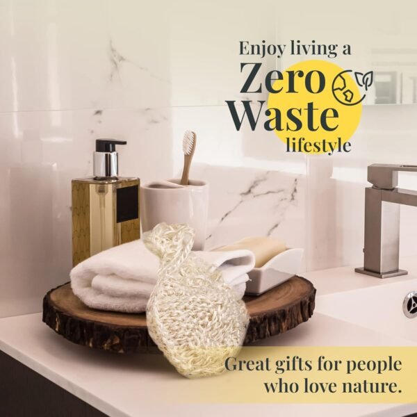 Natural Handwoven Sisal Loofah Body Scrubber - Organic Shower Sponge Made from Premium Agave Fibers - Arabic-Turkish Style with Bar Soap Pouch - Natural Body Scrubber for Men & Women - Image 5