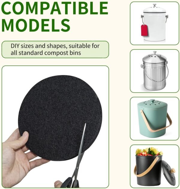 6.7 inch Compost Filters for Countertop Bin Charcoal Filter for Kitchen Compost Bin Pail Replacement Filter Carbon Filters Round Charcoal Filters for Compost Bucket 6 Pack - Image 4