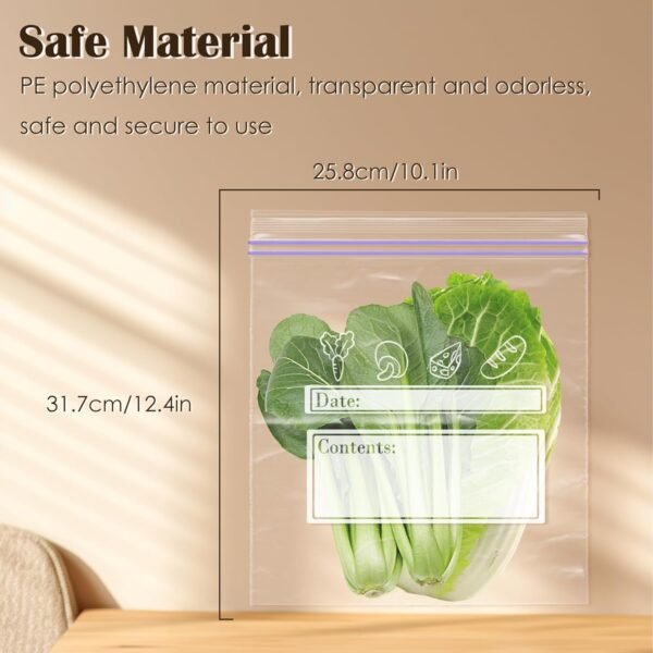 EKIND Food Storage Freezer Bags, Reusable Double Zipper Seal Bags, Food Grade Self-Sealing Plastic Seal Dense Bags for Refrigerator Freezing (15 Pcs, 11 Inch x 10.7 Inch) - Image 2