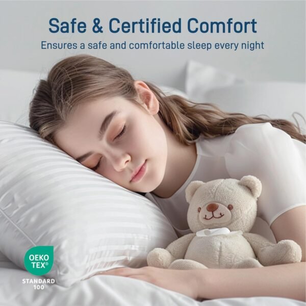 Hypoallergenic Side Sleeper Queen/Standard Pillow- Soft and Cooling - Hotel Quality Pillows with 100% Cotton Cover Down Alternative Filling, Oeko-TEX Certified - Image 5