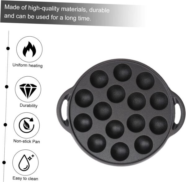 1 Set Snail Wok Kitchen Cookware Baking Trays for Oven Griddle Pan Kitchen Frying Pan Escargot Baking Dish Mushroom Pan Escargot Plate 12 Holes Kitchen Pan Black Iron - Image 4