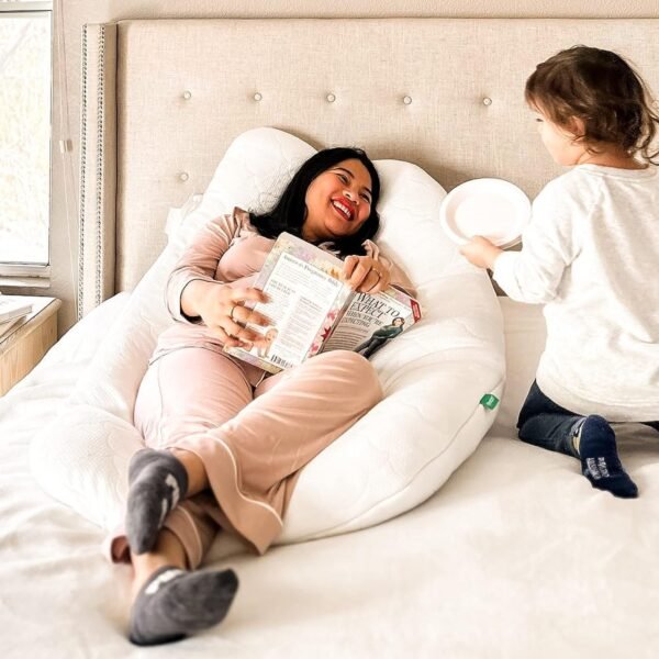 Newton Baby New and Improved Premium Pregnancy Maternity Pillow with Cotton Surface, 50% More Memory Foam and Fiber Clusters for Complete Support, U-Shaped with Removable Washable Cover - Image 2