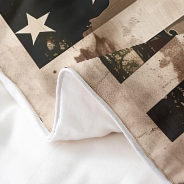 Retro American Flag 100% Organic Cotton Comforter Cover (Not Comforter) Paw Print Duvet Cover Set Queen Size for Bedroom Vintage Camouflage Stripes Bedding Set with 2 Pillowcases - Image 4