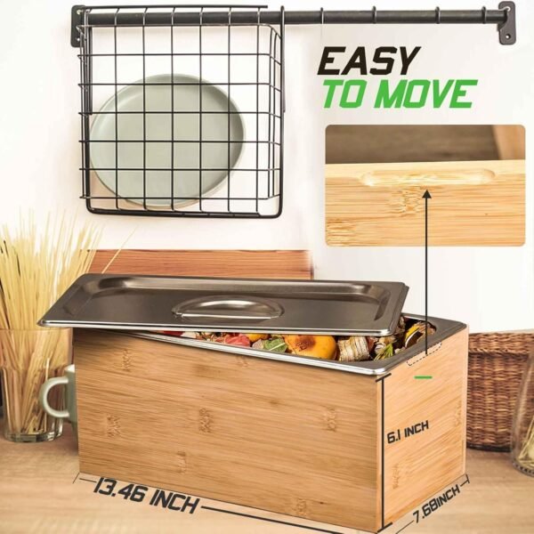 Compost Bin Kitchen with lid, As Indoor Compost Bin with Stainless Steel Insert, Countertop Compost Bin- 1.6 Gal Smell Proof,Indoor Large Compost Bin Kitchen… - Image 7