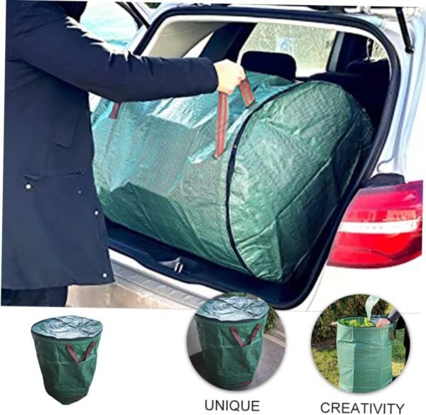 Leaf Bag Lid Garbage Bags Compost Bin Kitchen Bucket Garden Waste Bag Wheels Plants Liners Hard Bottom Collapsible Garden Waste Bag Glad Garbage Bag Rubbish Bags Sweepers Green Pp - Image 9
