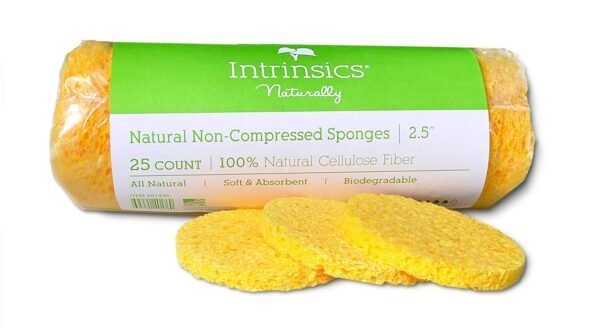 Intrinsics Intrinsics 100% Natural Cellulose Non-Compressed sponges for face - 2.5", 25 Count