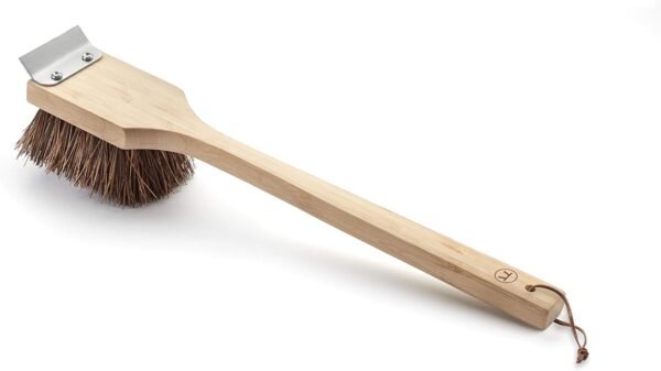 Outset Grill Cleaning Brush, Palmyra Bristle BBQ Brush with Wood Handle