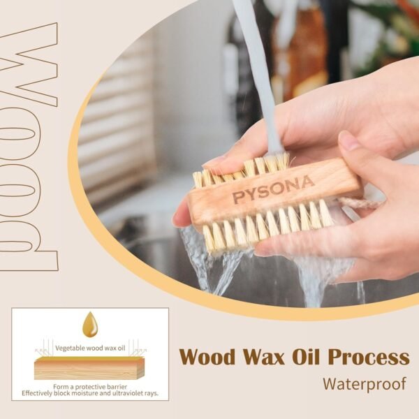 Nail Scrubber Brush, 2 Pack Nail Brush for Cleaning Fingernails, Natural Wooden Fingernail Cleaning Brushes Two-sided Finger Toe Nail Brush Cleaner with Hanging Rope - Image 6