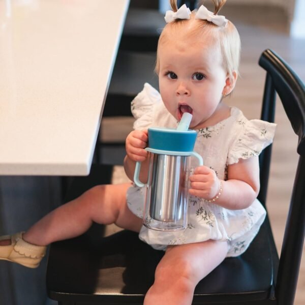 The First Years CoolCore Insulated Toddler Straw Cup - Transitional Toddler Trainer Cup Converts to Water Bottle with Spill Proof Lid - 8 Ounces - Ages 12 Months and Up - Image 3