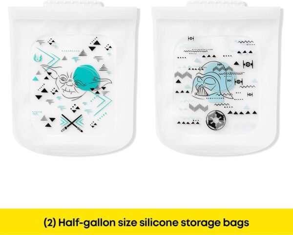Pyrex Platinum Silicone 4-Pc Storage Set, 2 Reusable Sandwich Bags, 2 Reusable Half-Gallon Freezer Bags, Non-Toxic, BPA-Free, Airtight & Leak-Proof, Microwave, Freezer Safe, Star Wars - Image 6