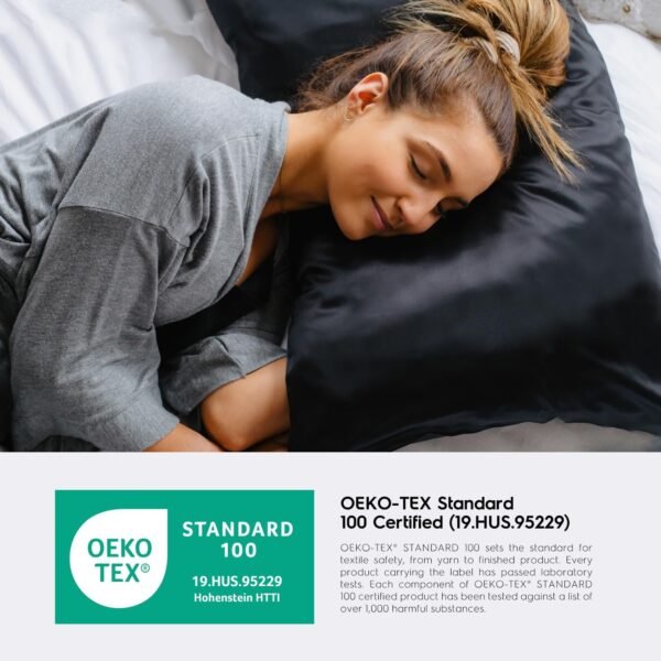 Tafts Silk Pillow Cases - 22mm 100% Pure Mulberry 6A Silk Pillowcase for Hair & Skin with Zipper Closure, Cooling, Natural, Organic, Double Sided Silk Pillow Case (Midnight Black, Queen 20x30 1pc) - Image 7