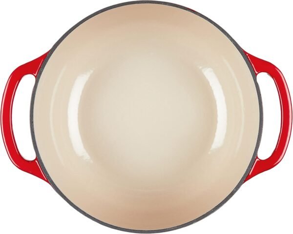 Lodge 4.5 Quart Enameled Cast Iron Dutch Oven with Lid – Dual Handles – Oven Safe up to 500° F or on Stovetop - Use to Marinate, Cook, Bake, Refrigerate and Serve – Island Spice Red - Image 3