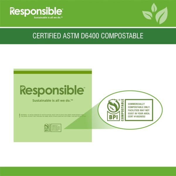 100% Compostable Tall Kitchen Garbage Bags, Heavy Duty 30 Gallon Trash Bags Drawstring(18 Count), Recycling Food Scrap Yard Waste Bathroom Garbage Bags - Image 4