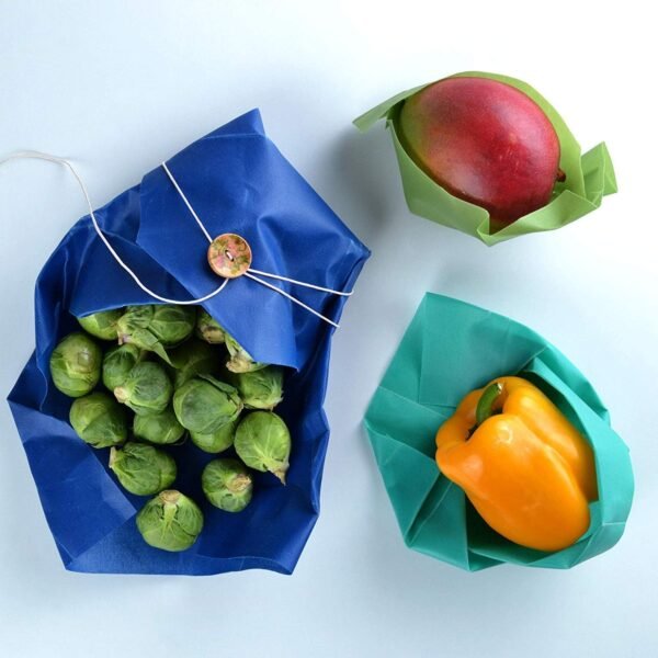 Organic Beeswax Wraps | Reusable, Eco-Friendly Food, Sandwich, Snack Wrap | Plastic Free | Premium Set of 6, 1 Large, 1 Medium, 1 Small Wrap, Button, Tie and Refresh Wax for Longer Usage - Image 3