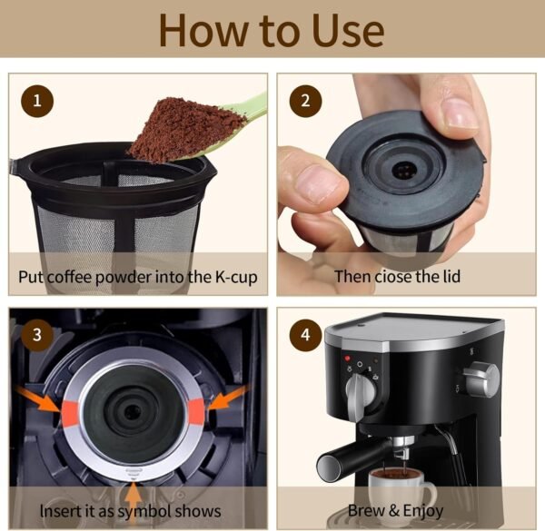 Reusable K Cups Coffee Filter, 3 Pack K Cup Filters with Plastic Scoop, Universal Refillable K Cups, Coffee Pod Capsules with Built-In Single K CUP compatible with Keurig Coffee Maker 2.0&1.0 - Image 6