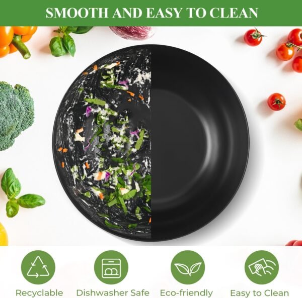 GEHE 12" Salad Bowls, Bamboo Fiber Salad Bowl with Lid, 7.7Qt Extra Large Mixing Bowls with Servers for Kitchen, Salad Serving Bowl Set with Utensils for Salad, Pasta, Fruits, Vegetables and Dessert - Image 4
