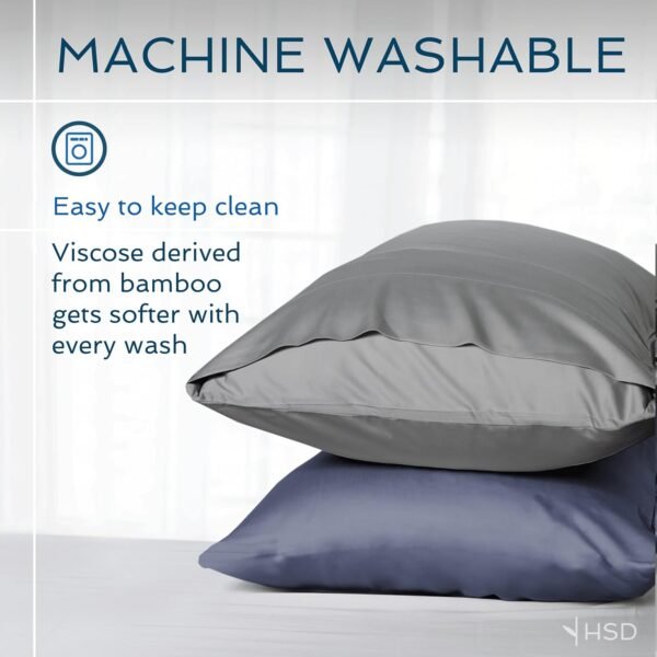 Hotel Sheets Direct King Size Pillow Cases 2 Pack - 20x40 Inch Cooling Pillow Cases for King Size Pillows - Silky Pillowcase for Hair and Skin - Grey - Image 6