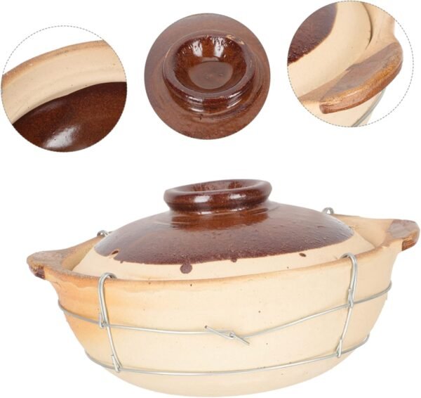 Kitchen Cookware Soup Bowls with Lids Earthen Cookware Soup Bowl with Lid Casseroles Cookware Stone Pot Korean Ceramic Hot Pot Earthenware Pot Large Chinese Medicine Pot Iron Clay, 20x17cm - Image 8