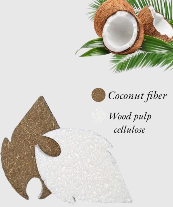 nayree Eco-Friendly 2-Pack Biodegradable Sponges, Compostable Coconut Cellulose Scrubber & Alternative to Steel Wool - High Absorbency, Chemical-Free, Reusable & Reduces Environmental Footprint - Image 2