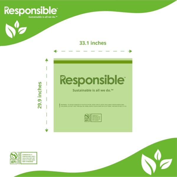 100% Compostable Tall Kitchen Garbage Bags, Heavy Duty 30 Gallon Trash Bags Drawstring(18 Count), Recycling Food Scrap Yard Waste Bathroom Garbage Bags - Image 2