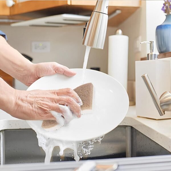 Natural Kitchen Sponge Dish Sponge for Kitchen Coconut Fiber and Wood Cellulose Scrubbing Sponges for Heavy Duty Kitchen Grime S Shape Kitchens Sponges 10 PCs - Image 6