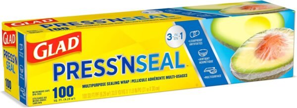 Glad Press'N Seal Plastic Food Wrap, 100 Square Foot Roll, Pack of 3, (Package May Vary) - Image 6
