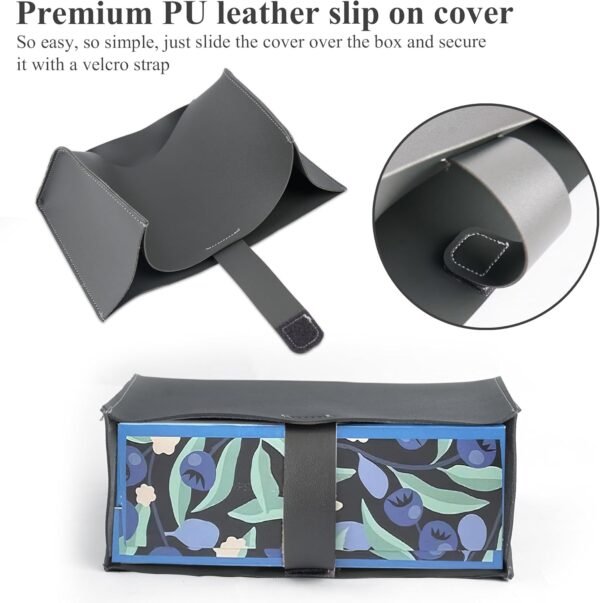 Leather Cover for Disposable Paper Hand Towel Box, Compatible with Kleenex Paper Hand Towel(1-Dark Grey) - Image 4