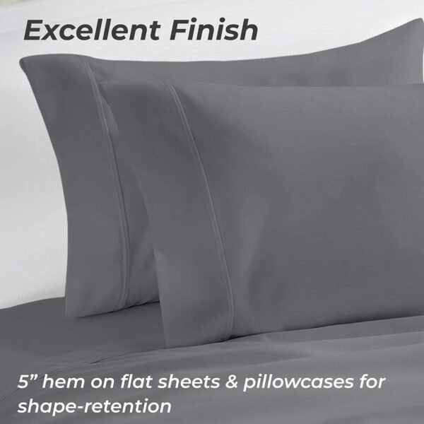 THREAD SPREAD 100% Organic Cotton Pillowcases - Soft and Crisp, Cooling Percale Weave, Breathable Pillow Covers, Set of 2 (King Size, Dark Gray) - Image 6