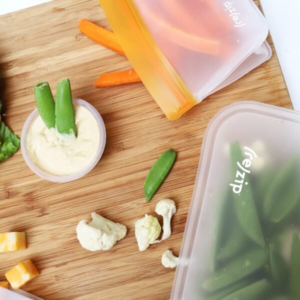 rezip 5-Piece Stand-Up Reusable Bag Kit | BPA-Free, Food Grade, Leakproof, Freezer and Dishwasher Safe | Quart (1), 2-Cup (2), Snack (2) | Multicolor - Image 4