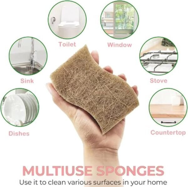 Earth Tone Compostable Sponge 12 Pack | Heavy Duty, Non-Scratch, Biodegradable, Natural Kitchen Sponges for Dish Washing | Plant-Based Walnut Scrubber - Image 3