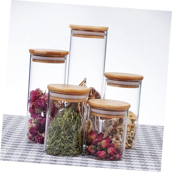 MAGICLULU Glass Tea Jar Storage Jar Lids Spices Seal Cup Bin Canister Balm Airtight Coffee Container Pantry Flour Storage Container Clear Sugar Container Jar Jars Spoon Mason Jar - Image 5
