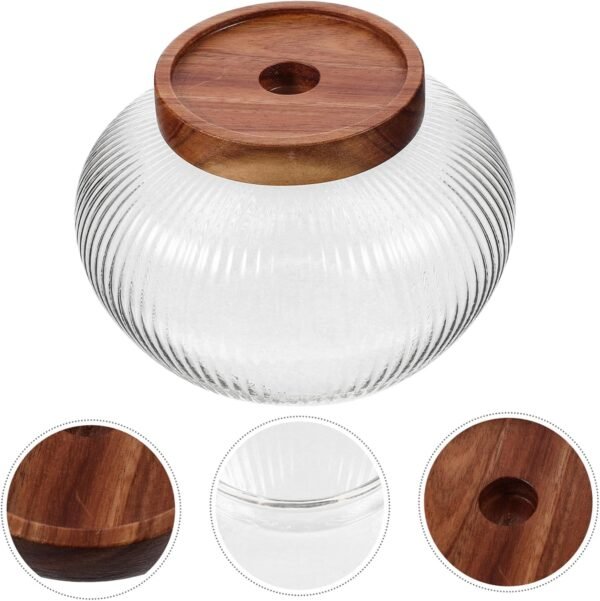 Luxshiny Glass Jar Airtight Container Storage Containers with Lids Dishwasher Cookie Jar Clear Jar with Lid Food Storage Containers Bell Jar Laundry Container Dryer Container House Wood - Image 6
