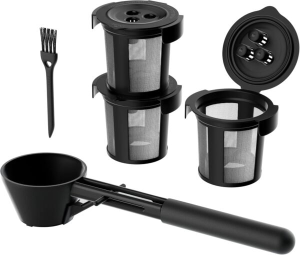 3 Ninja Reusable Coffee Filter Pods for Ninja Dual Brew Coffee Maker - Includes Scoop Funnel - For Ninja Coffee Maker DualBrew Pro, CFP201 CFP301 CFP400 - Reusable K Cups for Ninja Coffee Brewer - Image 7