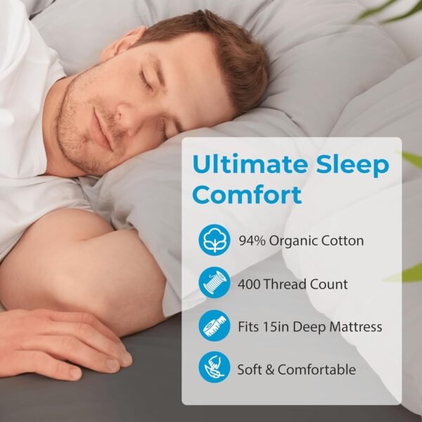 Earth and Moon Grounding Sheets Queen Size 60x80x15, Soft & Comfortable Fitted Bed Sheet for Restful Sleep, Reduce Pain, Fatigue, Stress, Madew/Organic Cotton & Pure Silver Fiber, Fits Deep Mattress - Image 6