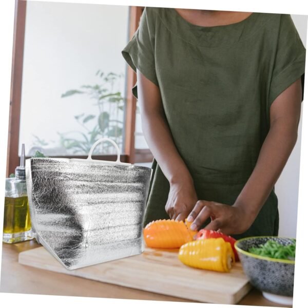 10pcs Food Storage Bag Insulated Lunch Bag Insulated Thermal Bags Lunch Tote Bag Cooler Bag Cool Bag Insulated Food Bags Bag Cooler Linch Bag Heated Bag Warm Bag Net Bag Silver - Image 9