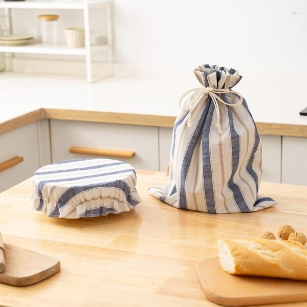 Bread Bags for Homemade Bread Sourdough with Bowl Cover, Reusable Linen Bread Storage Bag Sourdough Bread Bags - Plastic Lined - with Bread Proofing Cover - Image 7