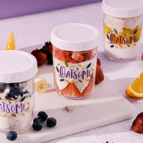 Oatsome 4-Pack 12 oz Overnight Oats Containers with Lids, Glass Storage Containers with Lids, Wide Mouth Mason Jars for Food Storage, Oatmeal, Snacks, Cereal, Yogurt, Sugar - Image 3