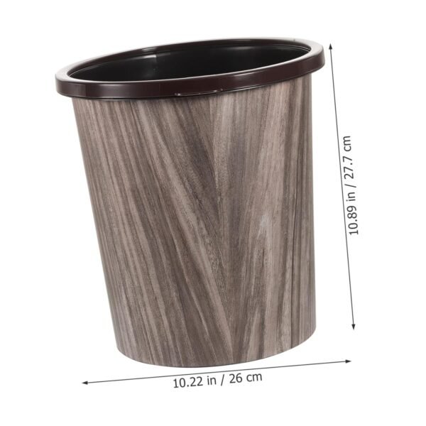 Cabilock Imitation Wood Grain Trash Can Office Garbage Bin White Trash Can Compost Modern Trash Basket Wicker Trash Can Washroom Trash Cans Bathroom Bin Sink Wastebasket Novelty PVC Plastic - Image 9