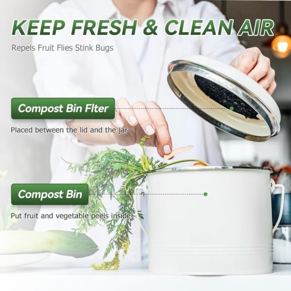 Compost Bin Filter, 6.7 inch Charcoal Filters for Kitchen Compost Bucket Home Countertop Compost Pail Relpacement Filter, 12-Pack - Image 3