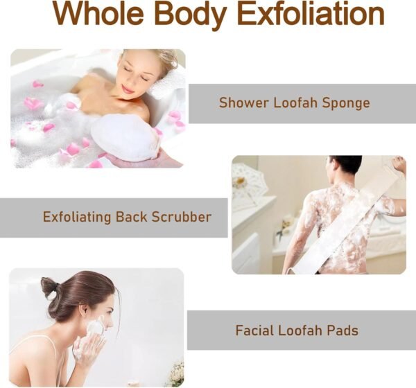 Loofah Sponge Exfoliating Body Scrubber(4 Pack), Zenidoo Natural Loofah Face Pad Bath Shower Body Scrubber for Women and Men, Made with Eco-Friendly and Biodegradable Luffa Pads,Large Size - Image 2