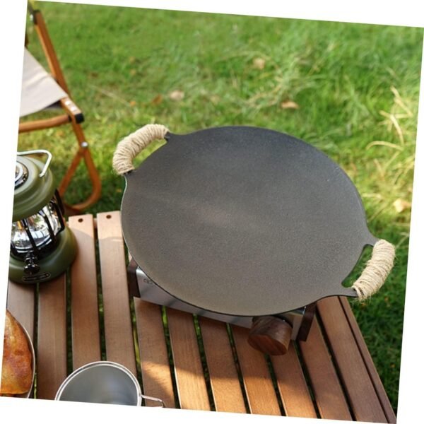 Nonstick Pizza Pan Griddle Pans Steak Pan Stove Frying Outdoor Barbecue Cooking Grill Pan Grills Roasting Pan Baking Dish Camping Cookware Roaster Pan Pizza Cooker Dark Grey Iron - Image 8