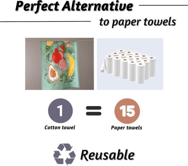Folkulture Kitchen Towels with Hanging Loop, Set of 4, 100% Recycled Cotton Spring Dish Towels for Drying Dishes, 28"x20" Tea Towels or Decorative Kitchen Hand Towels for Farmhouse Décor (Fruity) - Image 7